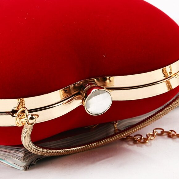 Red or Black Velvet Heart Shaped Purse - Picture 2 of 4